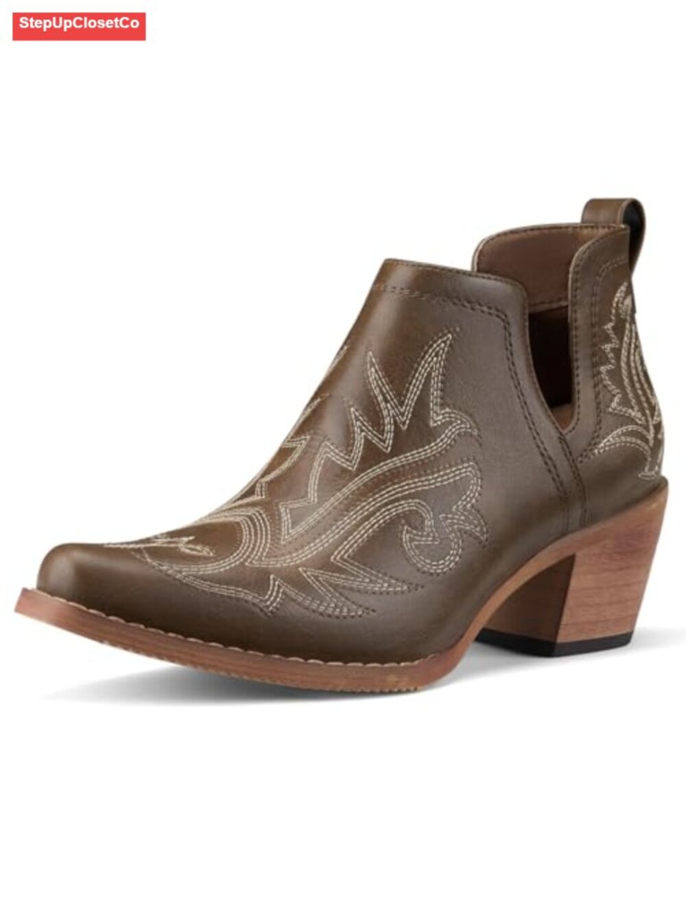 Cowboy Ankle Booties for Women, Cowgirl Short Boots Western Square Toe